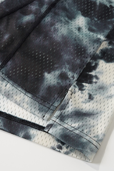 Men's Tie Dye Palm Print Mesh Seamless Sleeveless Tee