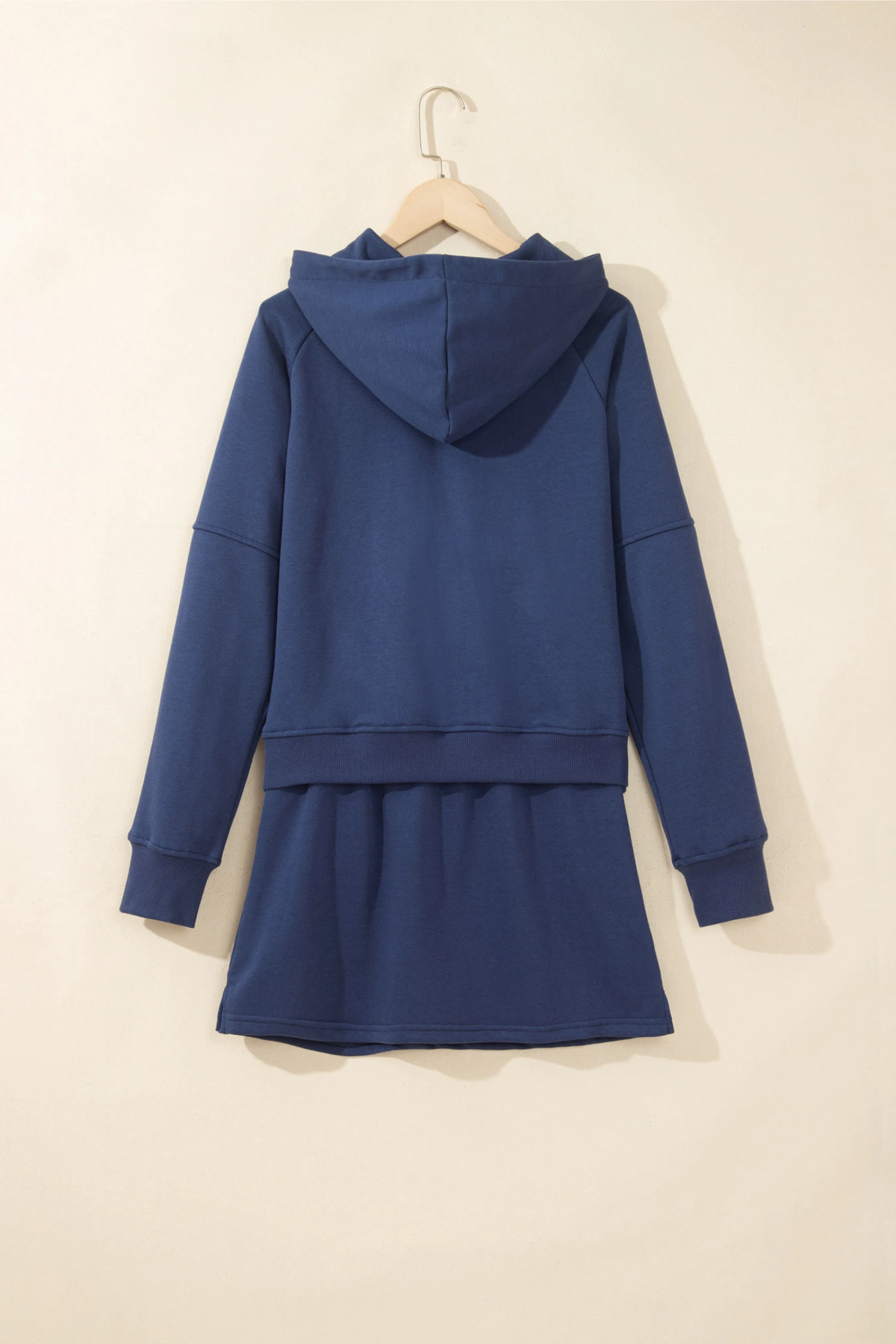 Women Spring Half Zip Cropped Hoodie Side Slit Skort Set