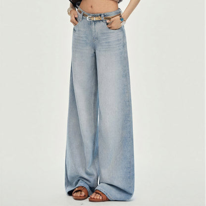 Women's Spring Gradient Washed Ultra Wide-Leg Denim Jeans