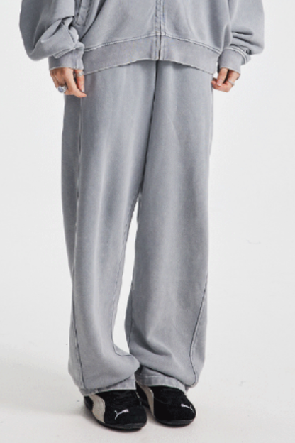 Men's Cotton  Streetwear Washed Distressed Wide Leg Pants