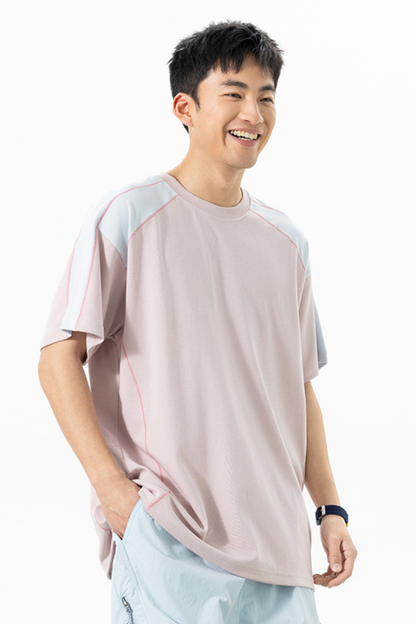 Men's Summer Street Quick Dry Colorblock Loose Cooling Tee