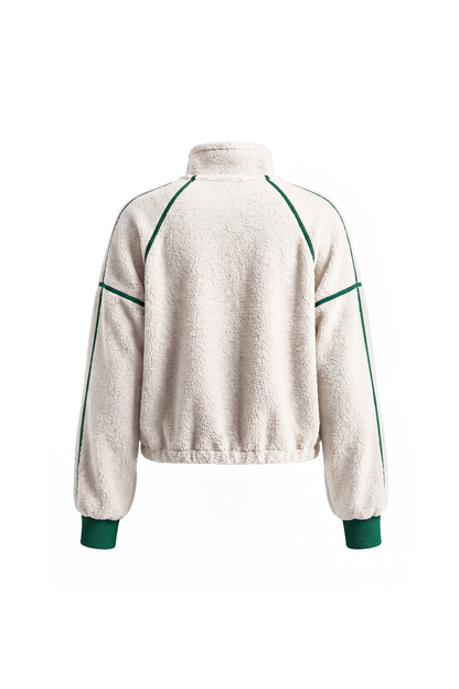 Unisex Fall Clothing Half-Zip Colorblock Sherpa Jacket