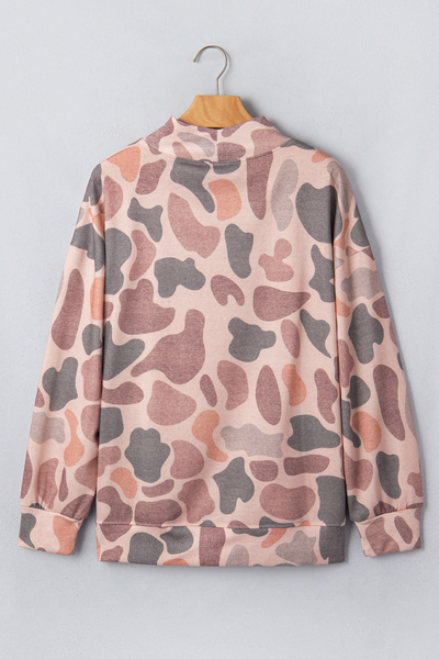 Women Fall Clothing Western Camo Mock Neck Sweatshirt
