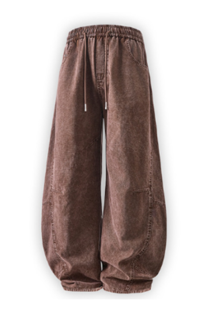 Men All Season Vintage Washed Wide Leg Scimitar Pants