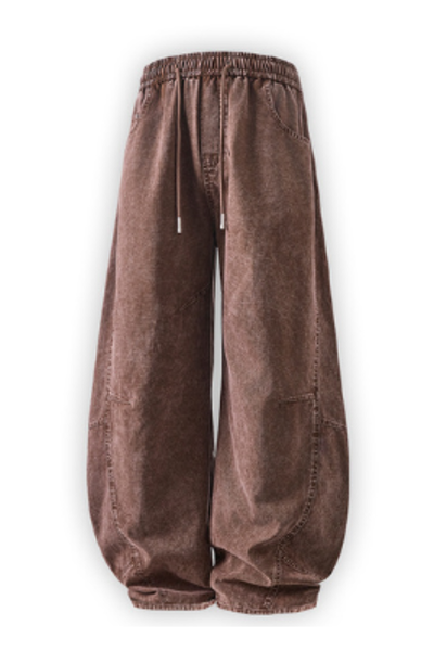 Men All Season Vintage Washed Wide Leg Scimitar Pants