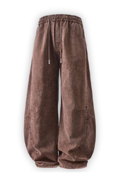 Men All Season Vintage Washed Wide Leg Scimitar Pants