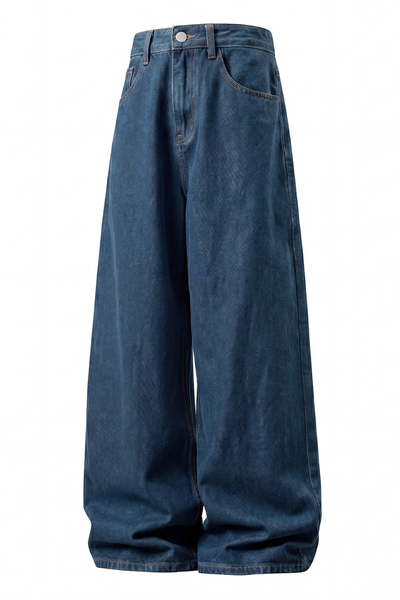 Men's Spring Retro Back Pocket Contrast Stitch Loose Jeans