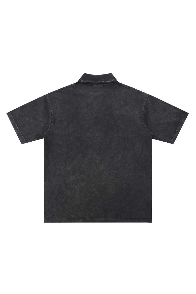 Men Summer 320G Snow Washed Cotton Short Sleeve Polo Shirt
