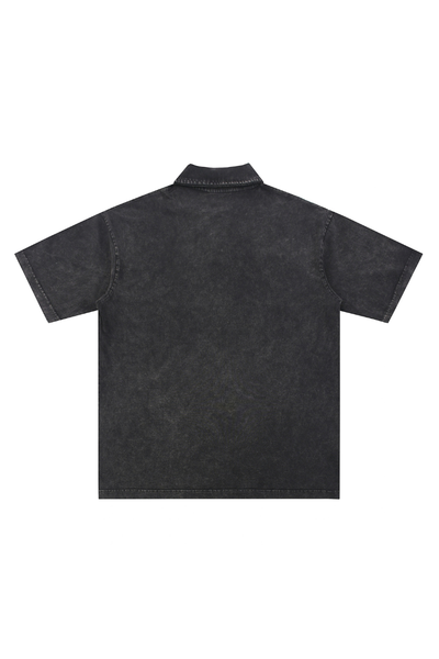 Men Summer 320G Snow Washed Cotton Short Sleeve Polo Shirt