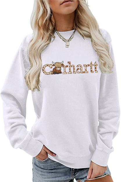 Women Winter Christmas Highland Cow Graphic Sweatshirt