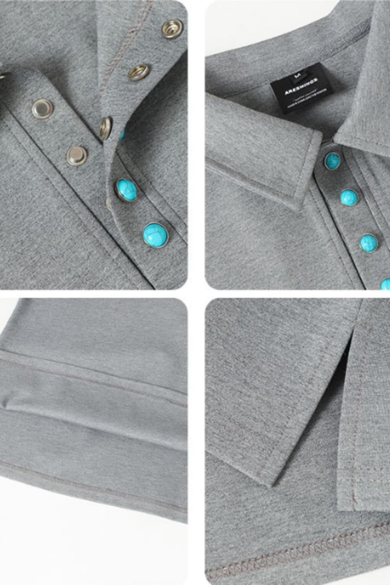 Men's Summer Turquoise Collar 320g Solid Minimalist Polo