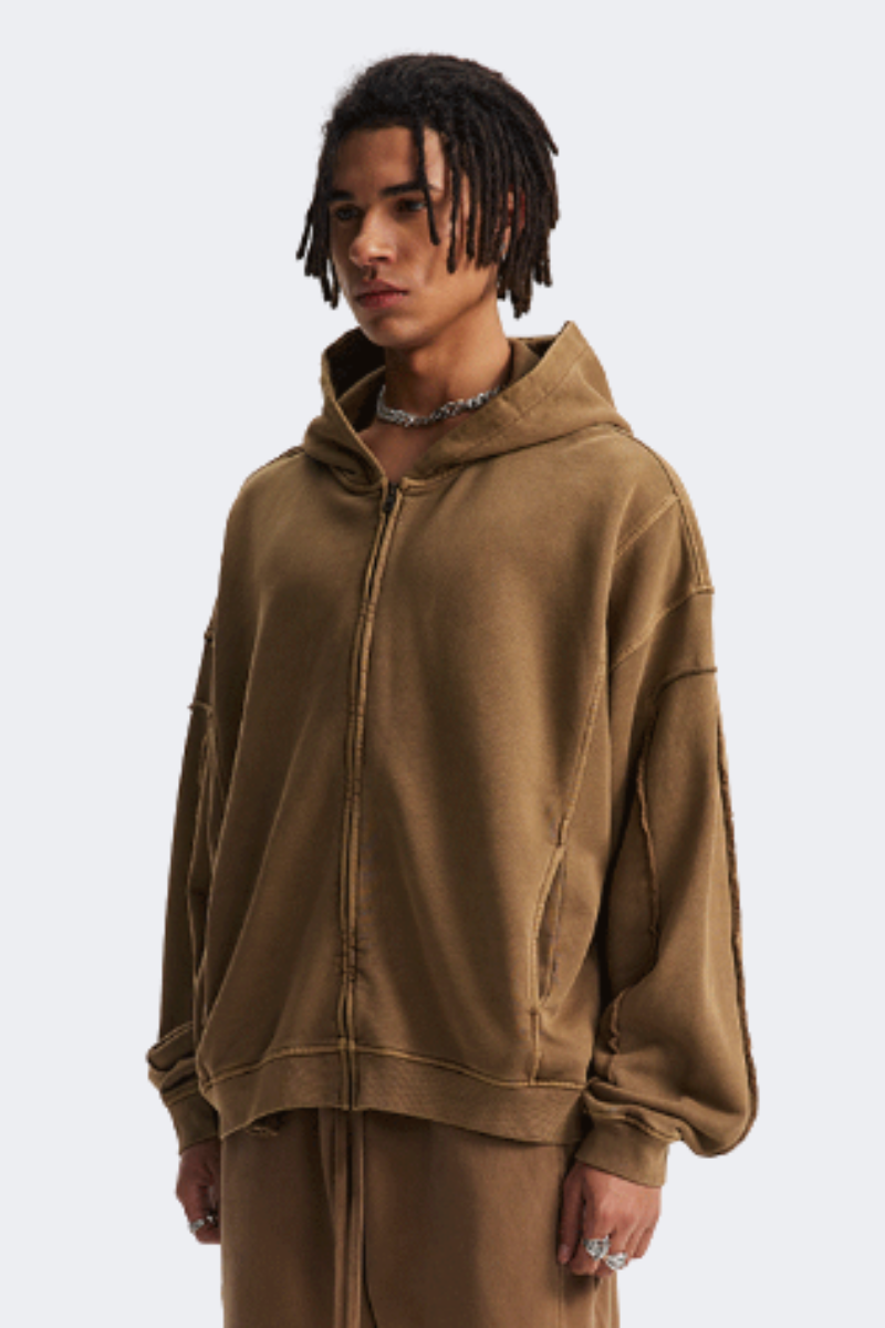 Men's Cotton Streetwear Full Zipper Hooded Jacket