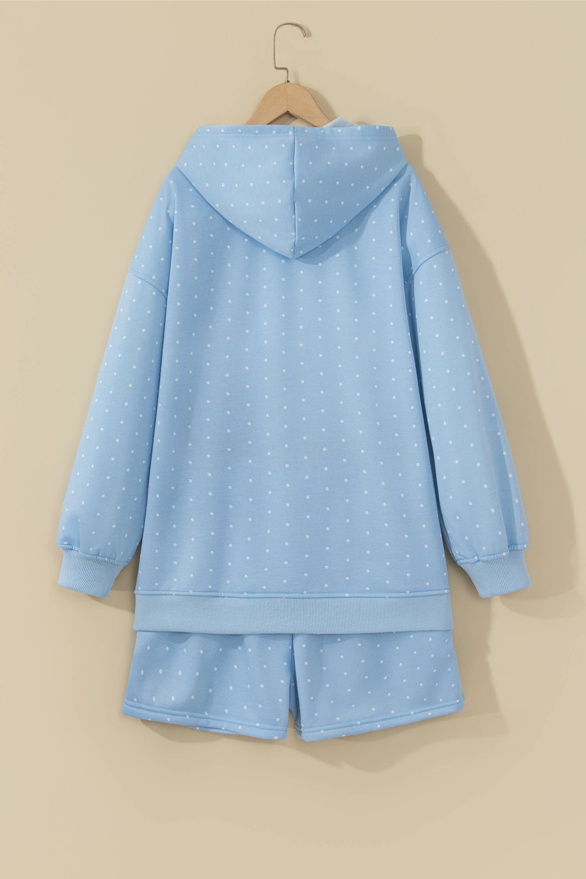 Women's Fall Polka Dot Hooded Two Piece Casual Set