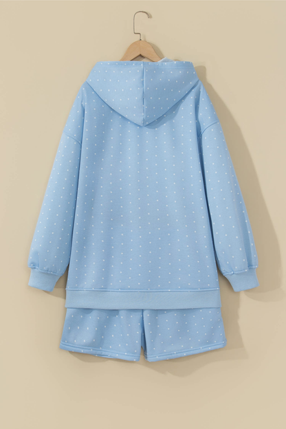 Women's Fall Polka Dot Hooded Two Piece Casual Set