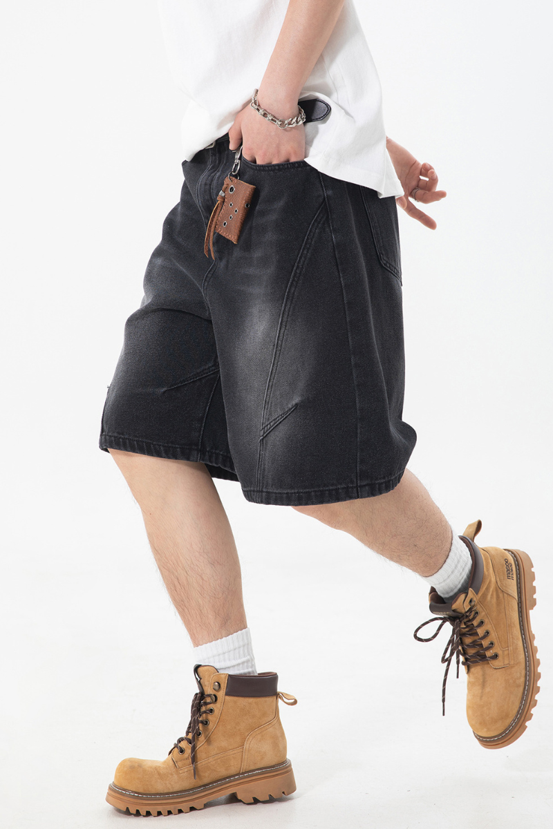 Men's SpringSummer Panel Washed 5" Jean Shorts - Retro Loose
