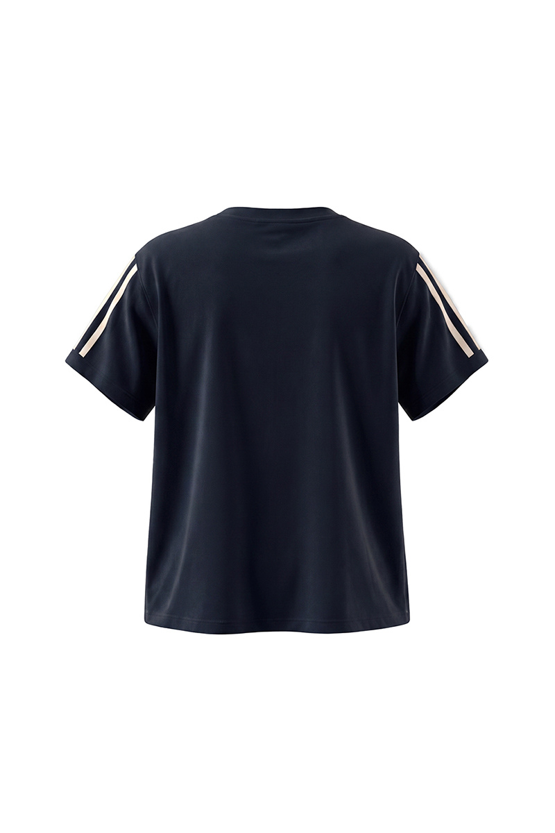 Women Summer Side Stripe Cropped Short Sleeve T Shirt