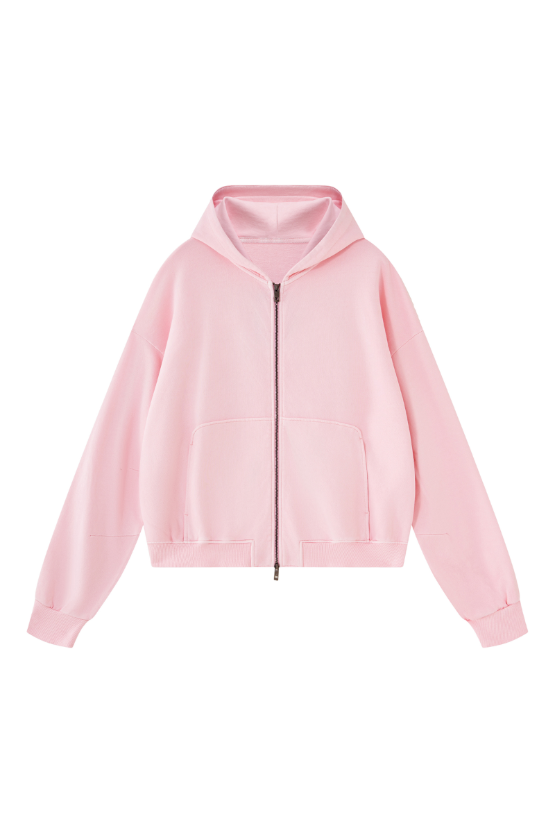 Unisex Fall Clothing Boxy Cropped Two-Way Zip Cotton Hoodie