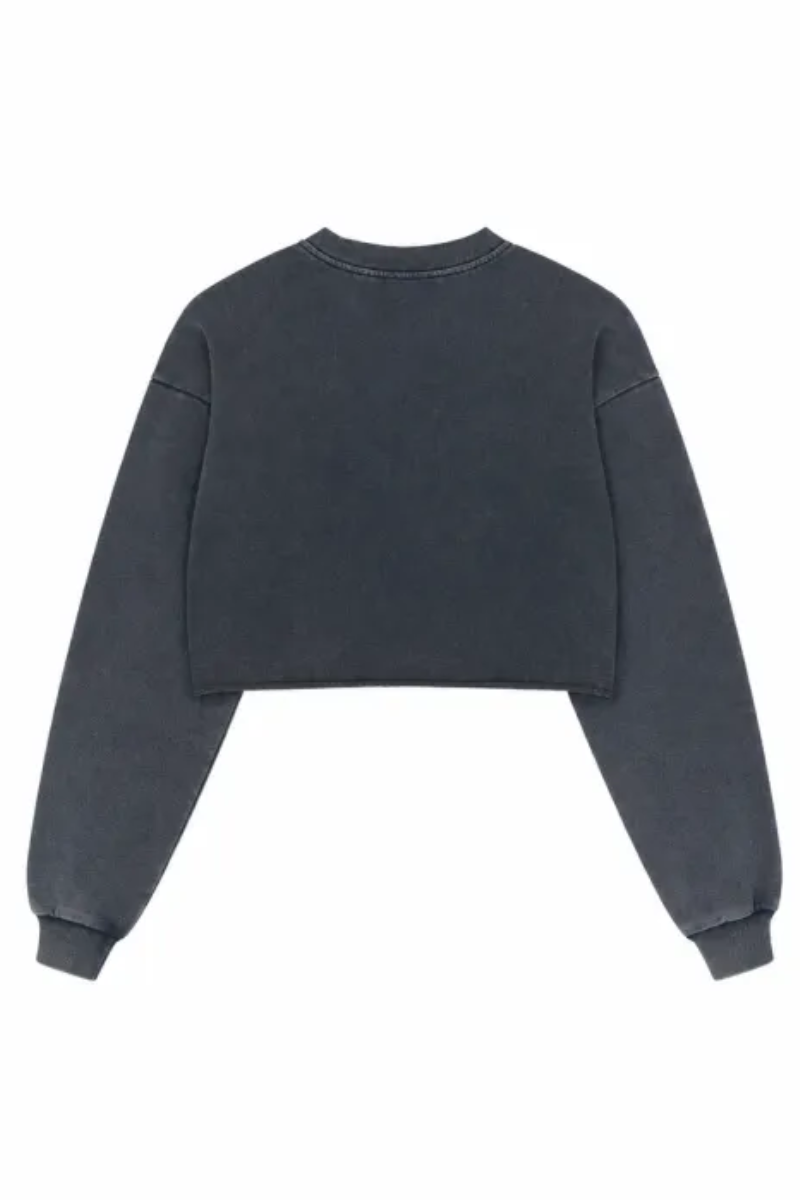 Women's Fall Snow-Wash Vintage Cropped Crewneck Sweatshirt