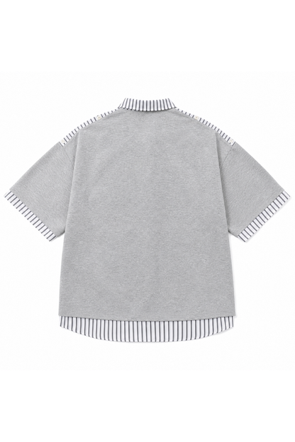 Men's Summer Layered Stripe-Spliced Short-Sleeve T-Shirt