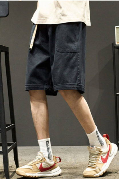 Men's Summer Cotton Loose Straight Webbing Cargo Shorts