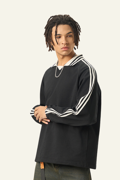Men's Streetwear Cotton Striped Color-Block Sweatshirts