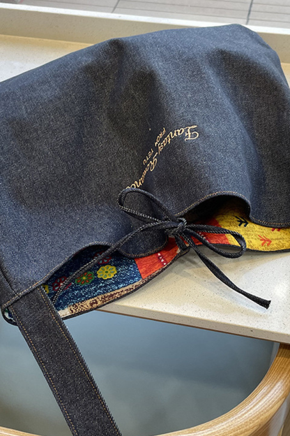 Women Fall Ethnic Patchwork Large Capacity Shoulder Bag