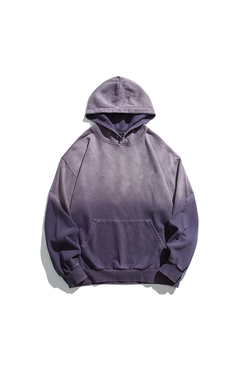 Unisex Retro Washed Gradient Cotton Loose Hoodie