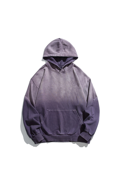 Unisex Retro Washed Gradient Cotton Loose Hoodie