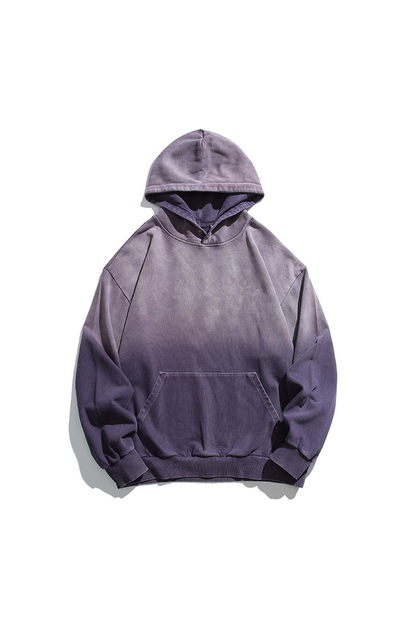 Unisex Retro Washed Gradient Cotton Loose Hoodie