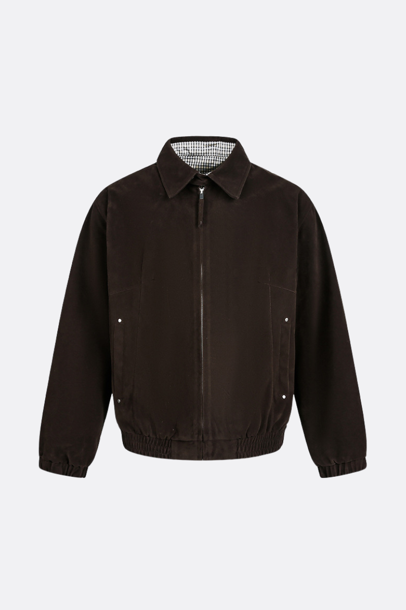 Unisex Spring Check Patchwork Barn Cleanfit Cropped Jacket