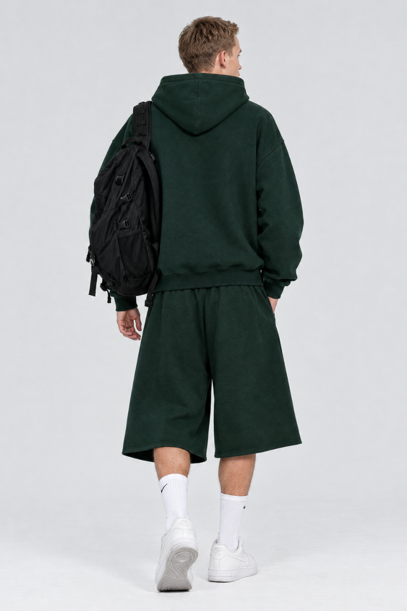 Men Fall Clothing Zip Hoodie Mid Shorts Streetwear Set