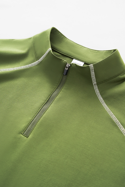 Men's Streetwear Stand Collar Half Zipper Long-Sleeve T-shirt