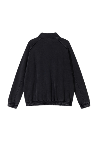 Unisex Fall Clothing Washed Raw Edge Zip Sweatshirt Jacket