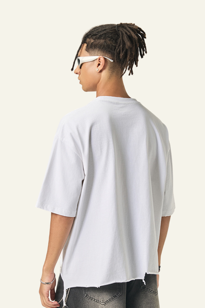 Men's Cotton Frayed Streetwear Washed T-Shirt