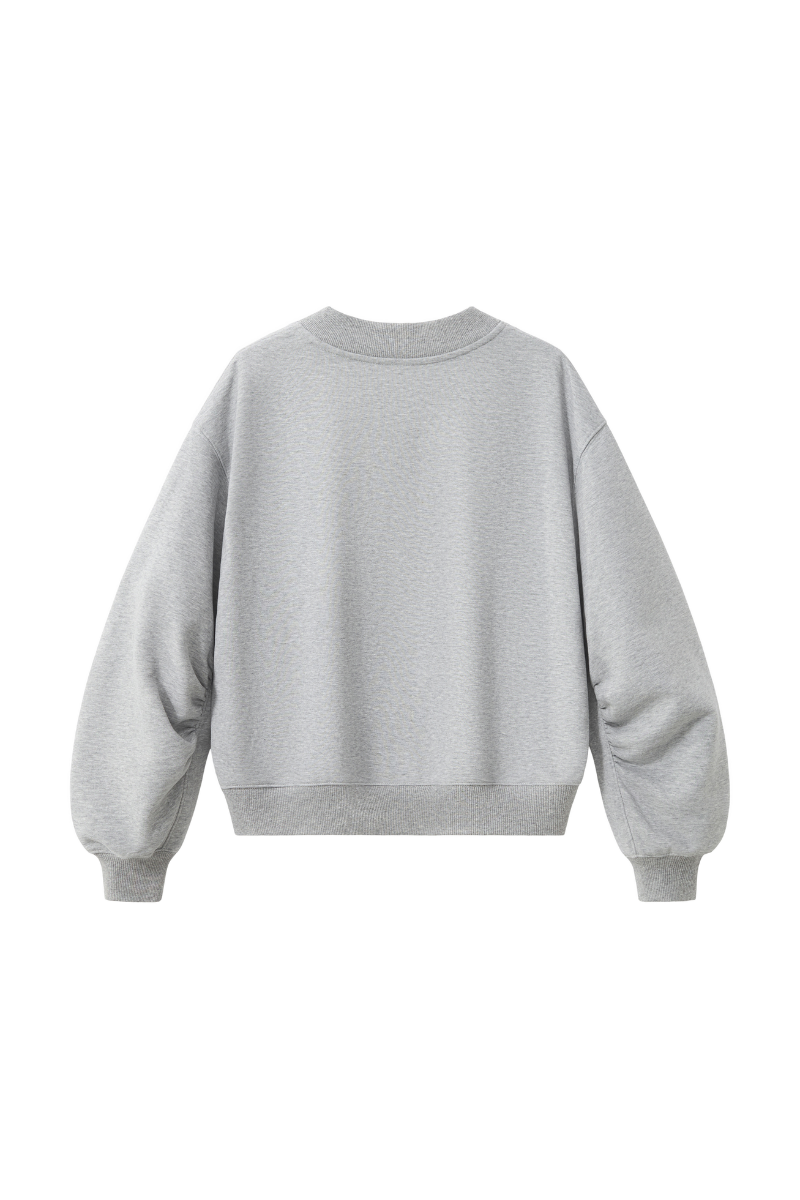Women Fall V Neck Boxy Cropped Lantern Sleeve Sweatshirt