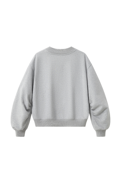 Women Fall Clothing V Neck Boxy Cropped Lantern Sweatshirt