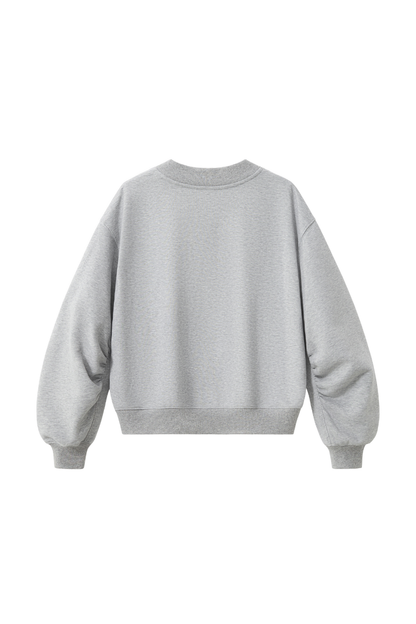 Women Fall V Neck Boxy Cropped Lantern Sleeve Sweatshirt