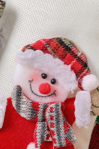 Large Linen Christmas Stocking Tree Hanging Ornament