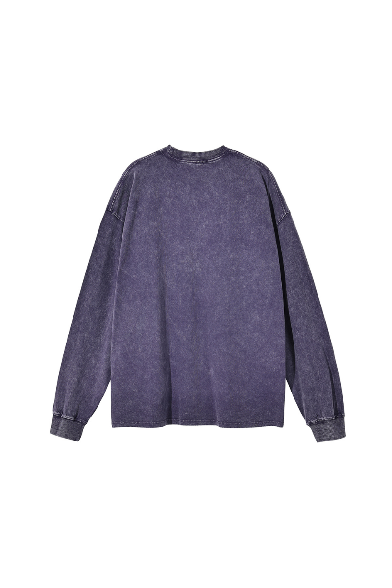 Unisex Fall 250gsm Cotton Wax Washed Long Sleeve Tee