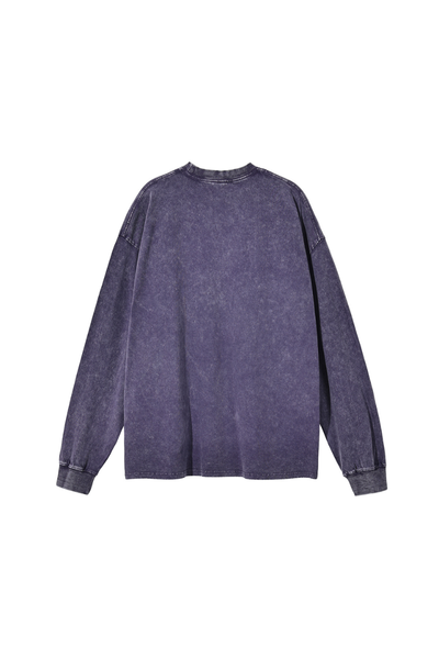 Unisex Fall 250gsm Cotton Wax Washed Long Sleeve Tee