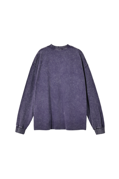 Unisex Fall 250gsm Cotton Wax Washed Long Sleeve Tee