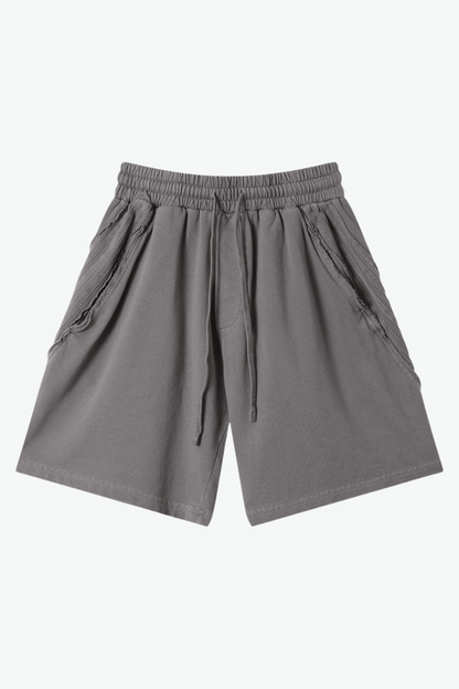 Men's 330g Cotton Washed Elastic Raw Stripe Webbing Shorts