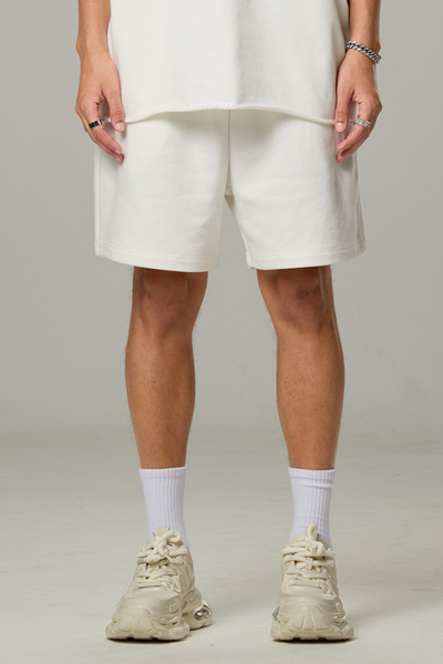 Men's 350G Cotton Shorts - Spray Wash Vintage Drawstring