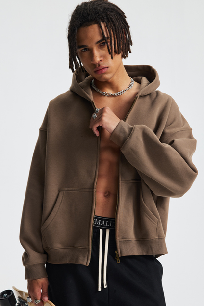 Men's Streetwear Two-Way Zipper Hooded Jacket