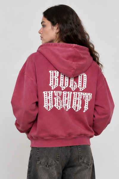 Women Fall Clothing Vintage Rhinestone Zip Up Hoodie
