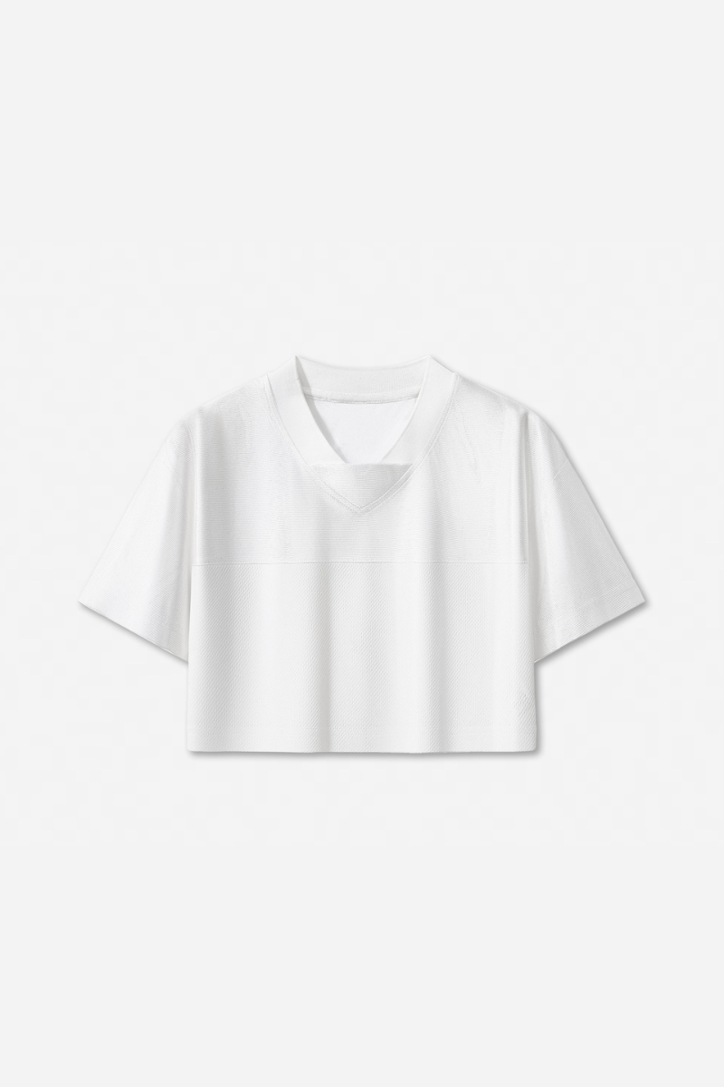 Women's Summer Y2K V-Neck Cutout Crop Patchwork Tee