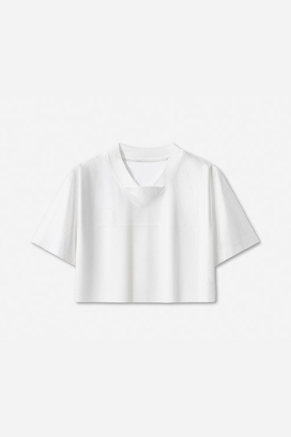 Women's Summer Y2K V-Neck Cutout Crop Patchwork Tee