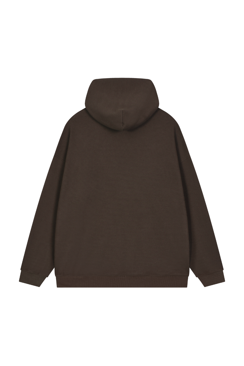 Women's Fall Waffle-Texture Drop-Shoulder Pullover Hoodie