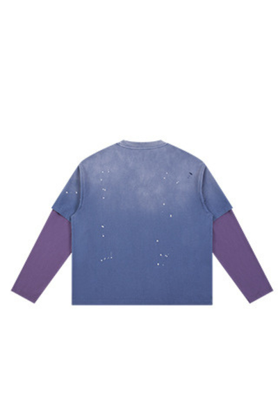 Women's Summer Distressed Layered Ripped Long-Sleeve Tee