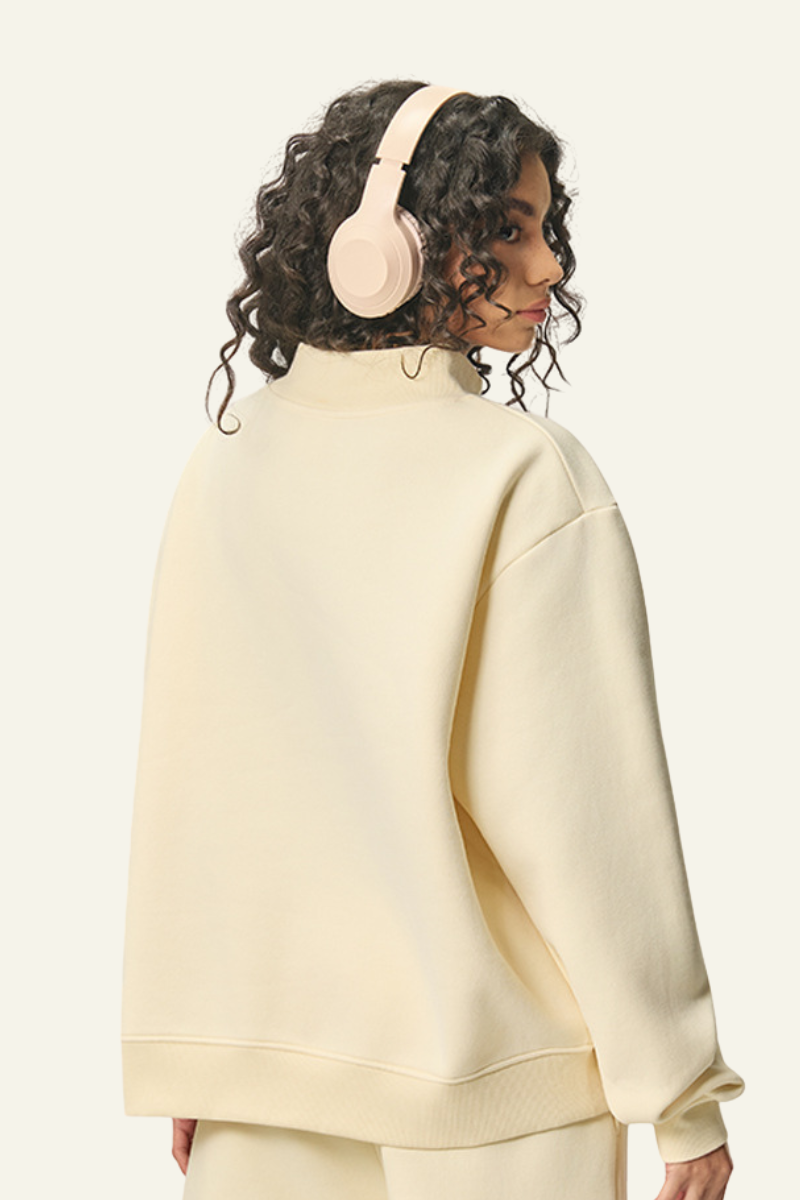 Women's Streetwear Stand-Collar Solid Mock Neck Sweatshirt